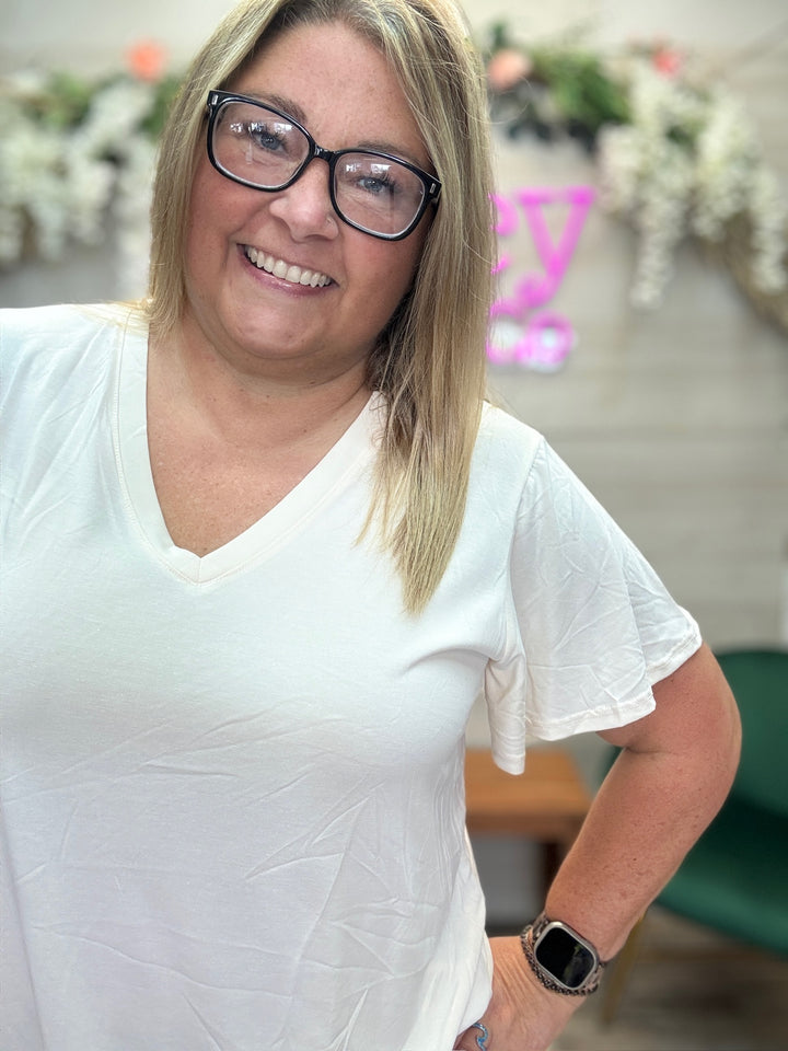 V Neck Short Sleeve Basic Top