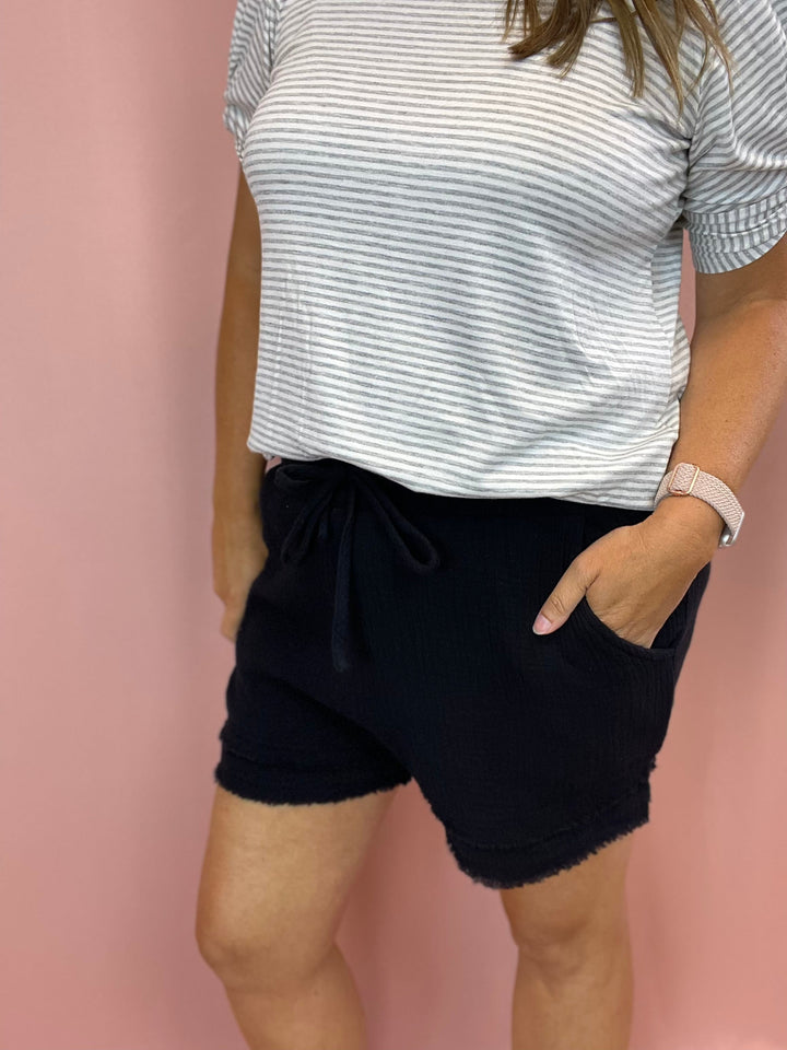 Washed Gauze Drawstring Shorts