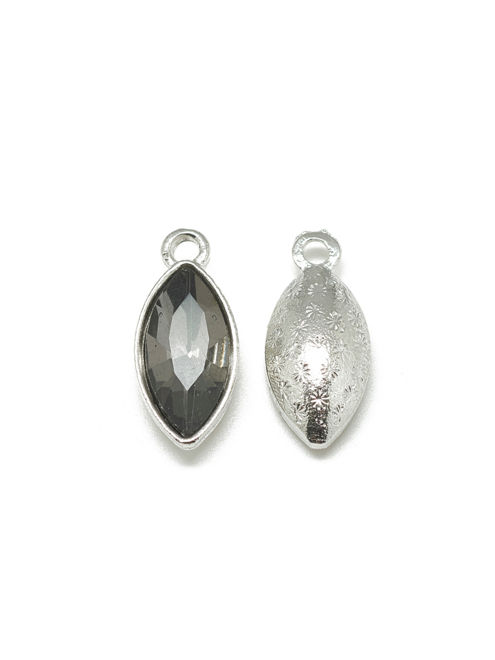 Silver Marquise Colored Glass Charms