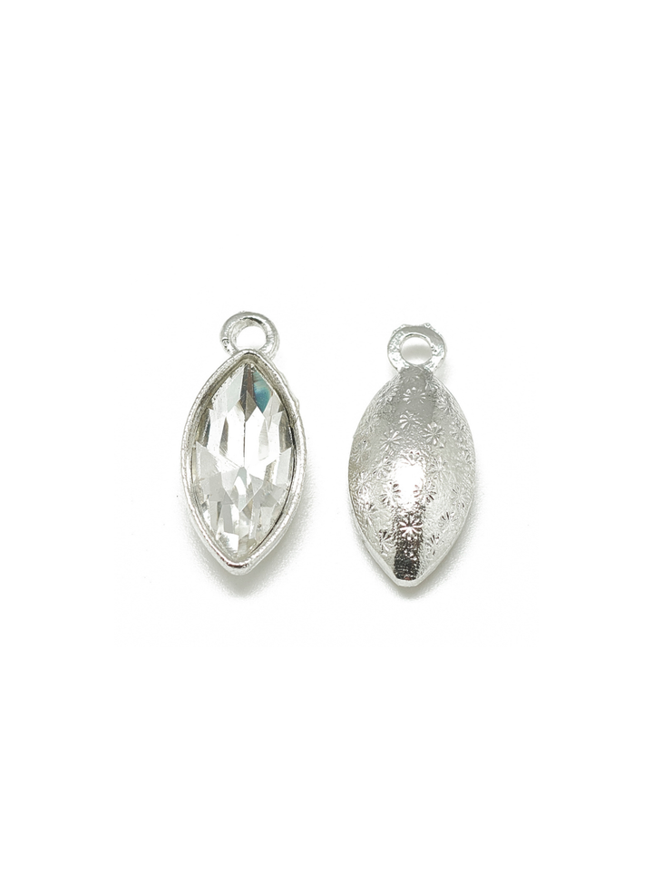 Silver Marquise Colored Glass Charms