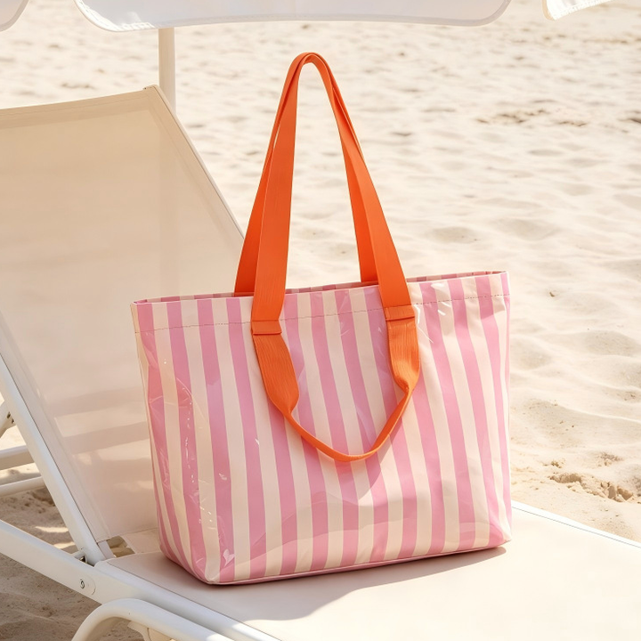 Striped Waterproof Beach Bag