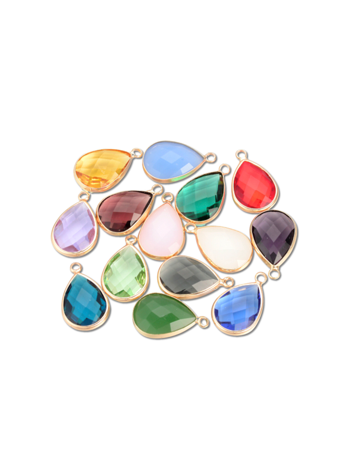Gold Framed Large Teardrop Glass Charm