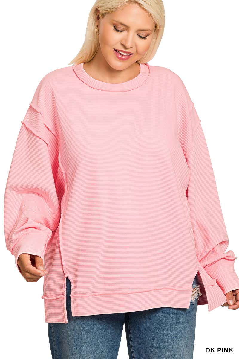 0815 Plus Acid Washed Exposed Seam Sweatshirt SI-28613