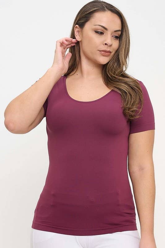 Seamless Reversible V-Neck Short Sleeve Top