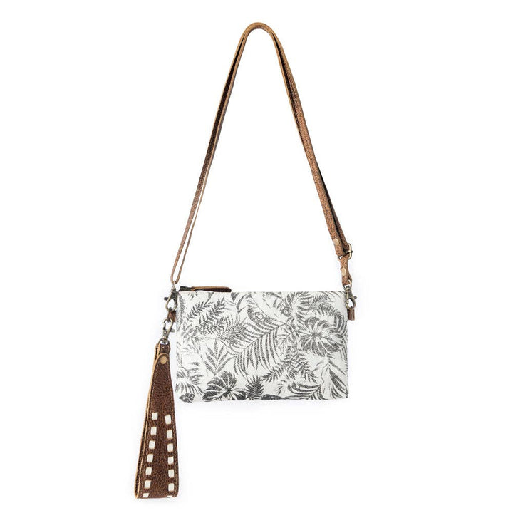 Frondtrail upcycled canvas Belt Bag for Women in ivory with leather detail