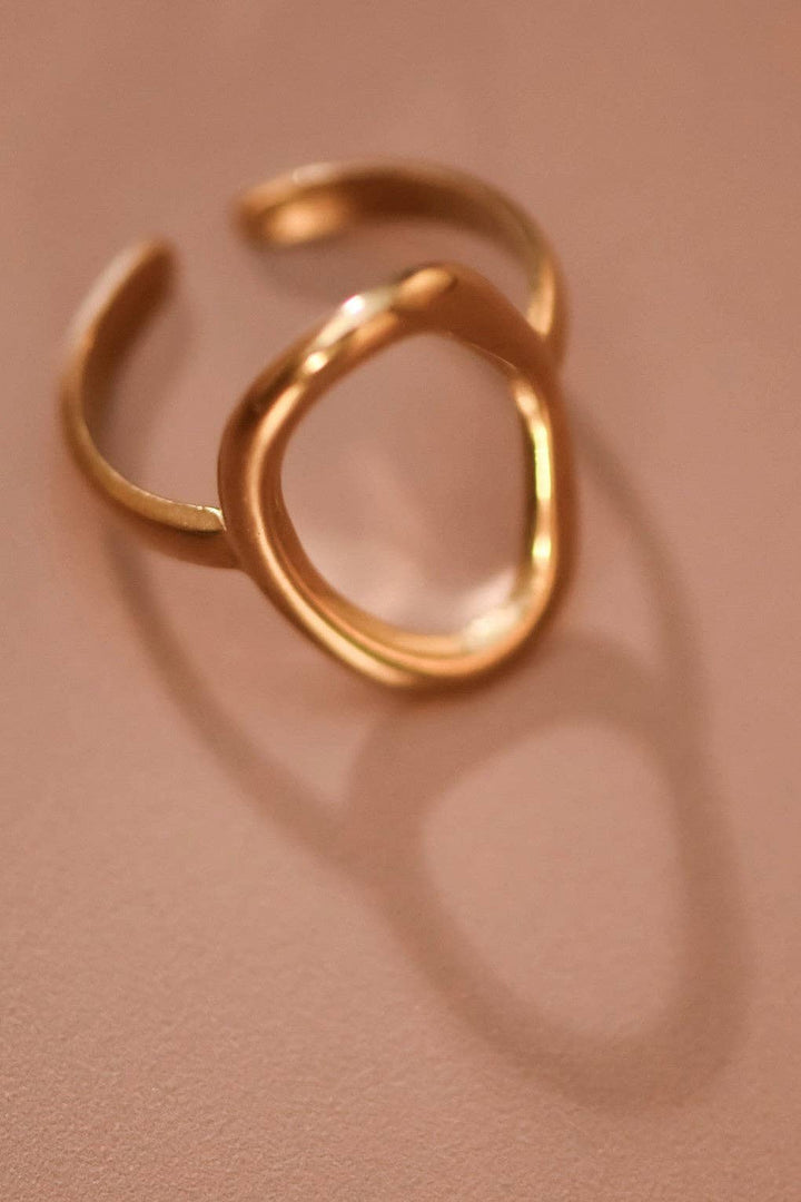 18K Gold Plated Waterproof Stainless Steel Ring - 7868