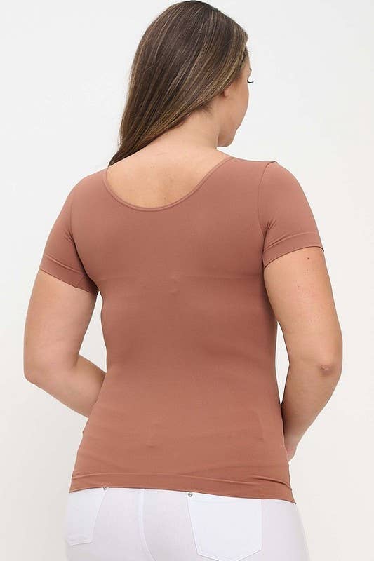 Seamless Reversible V-Neck Short Sleeve Top