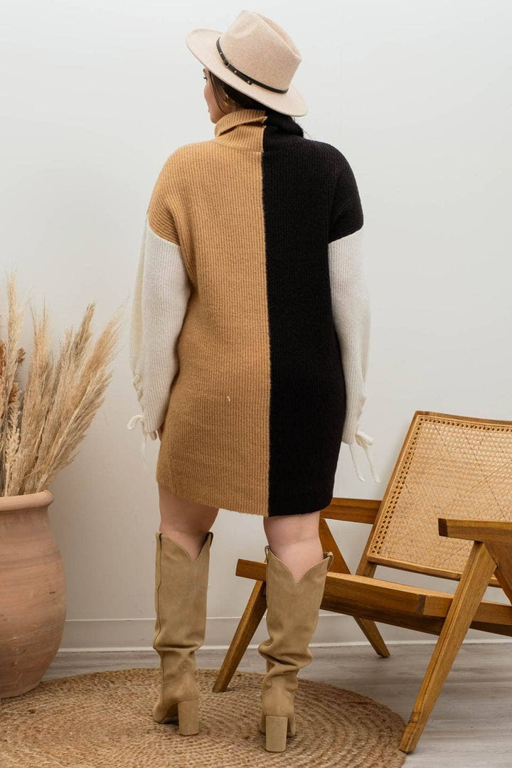 Colorblock Knit Mini Dress