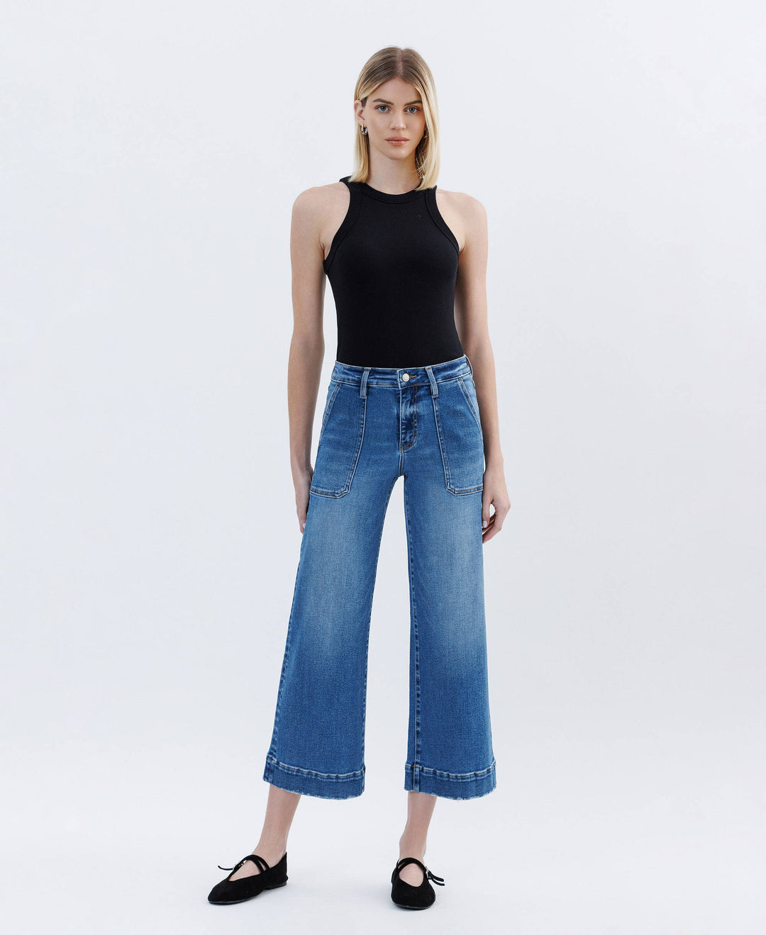 HIGH RISE CROP UTILITY WIDE LEG JEANS LV1666