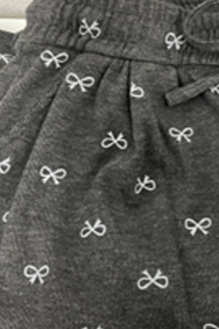 Black Ribbon Print Casual Pants