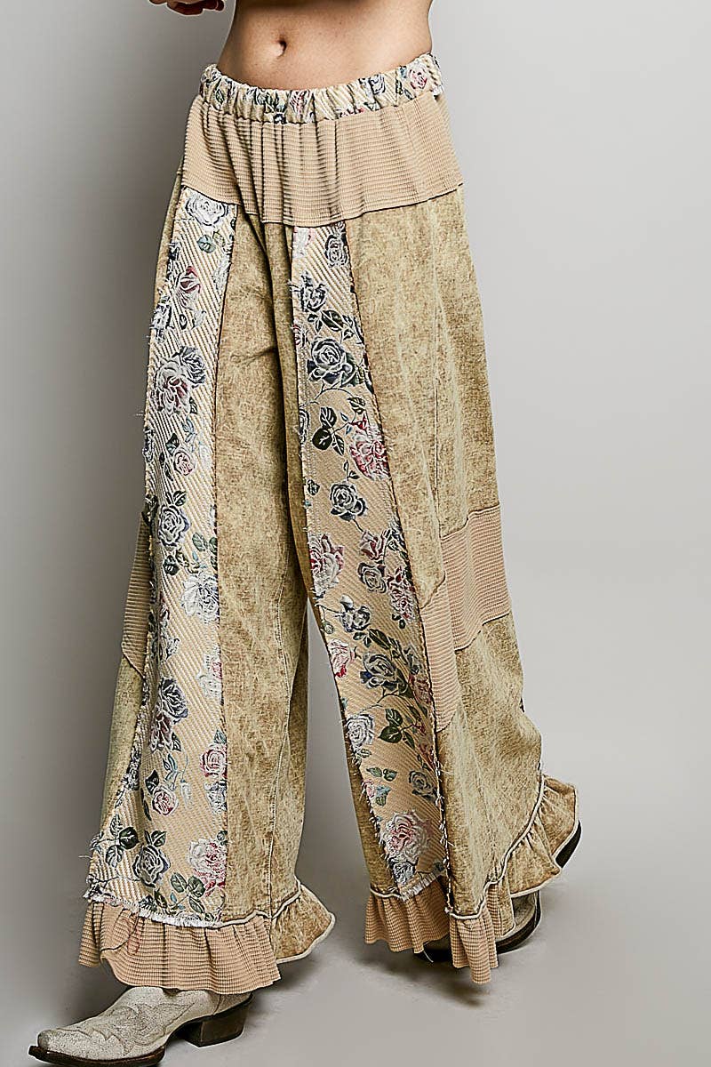 French Terry Ruffle Hem Straight-Leg pants