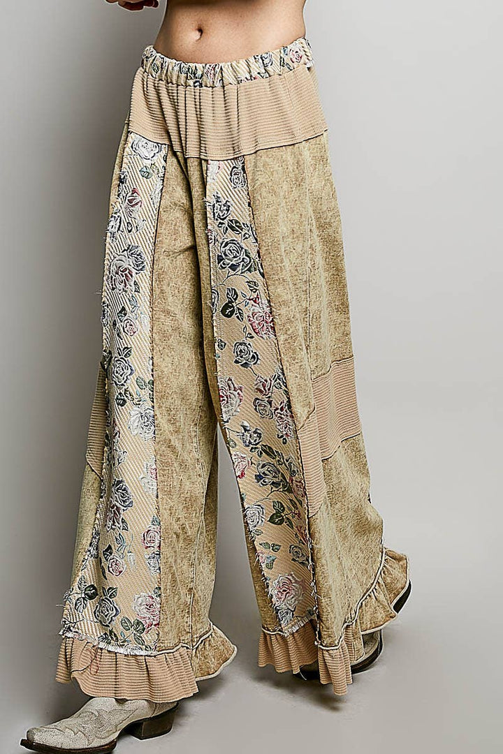 French Terry Ruffle Hem Straight-Leg pants