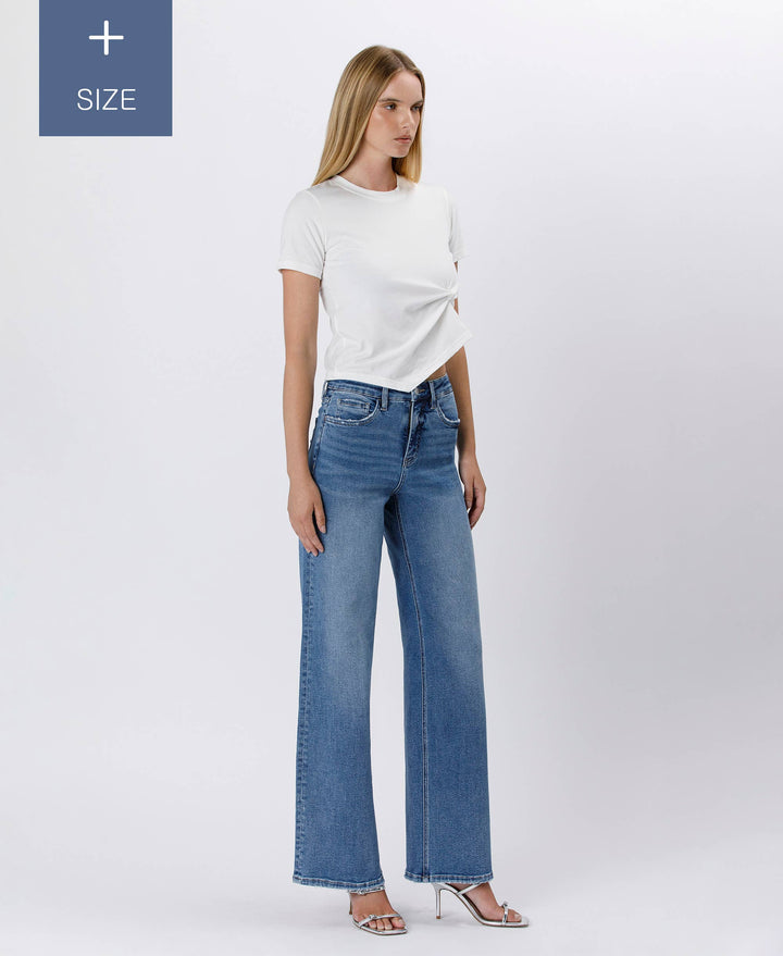 PLUS SIZE TUMMY CONTROL SUPER HIGH RISE BAGGY WIDE LV1574-P