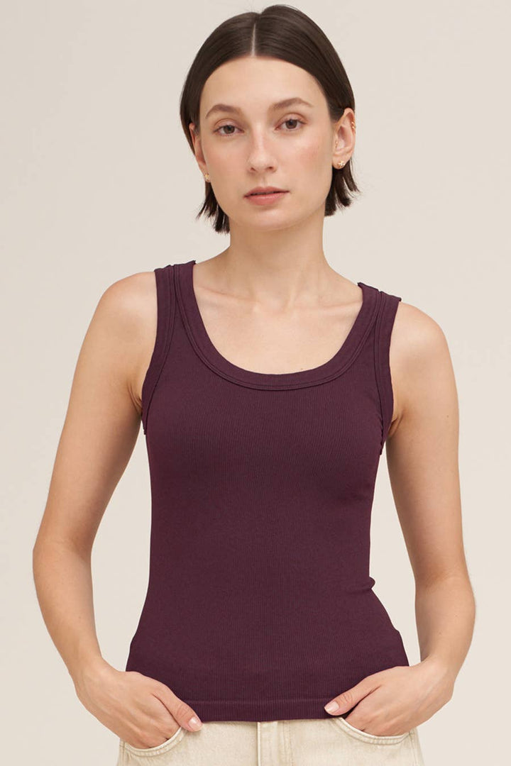 Maroon Reversible Ribbed Tank