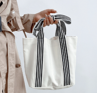 Striped Tote Bag Beach Bow Handle