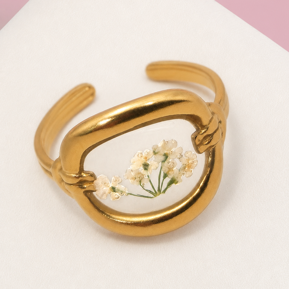 18K STAINLESS STEEL TARNISH FREE FLORAL RINGS
