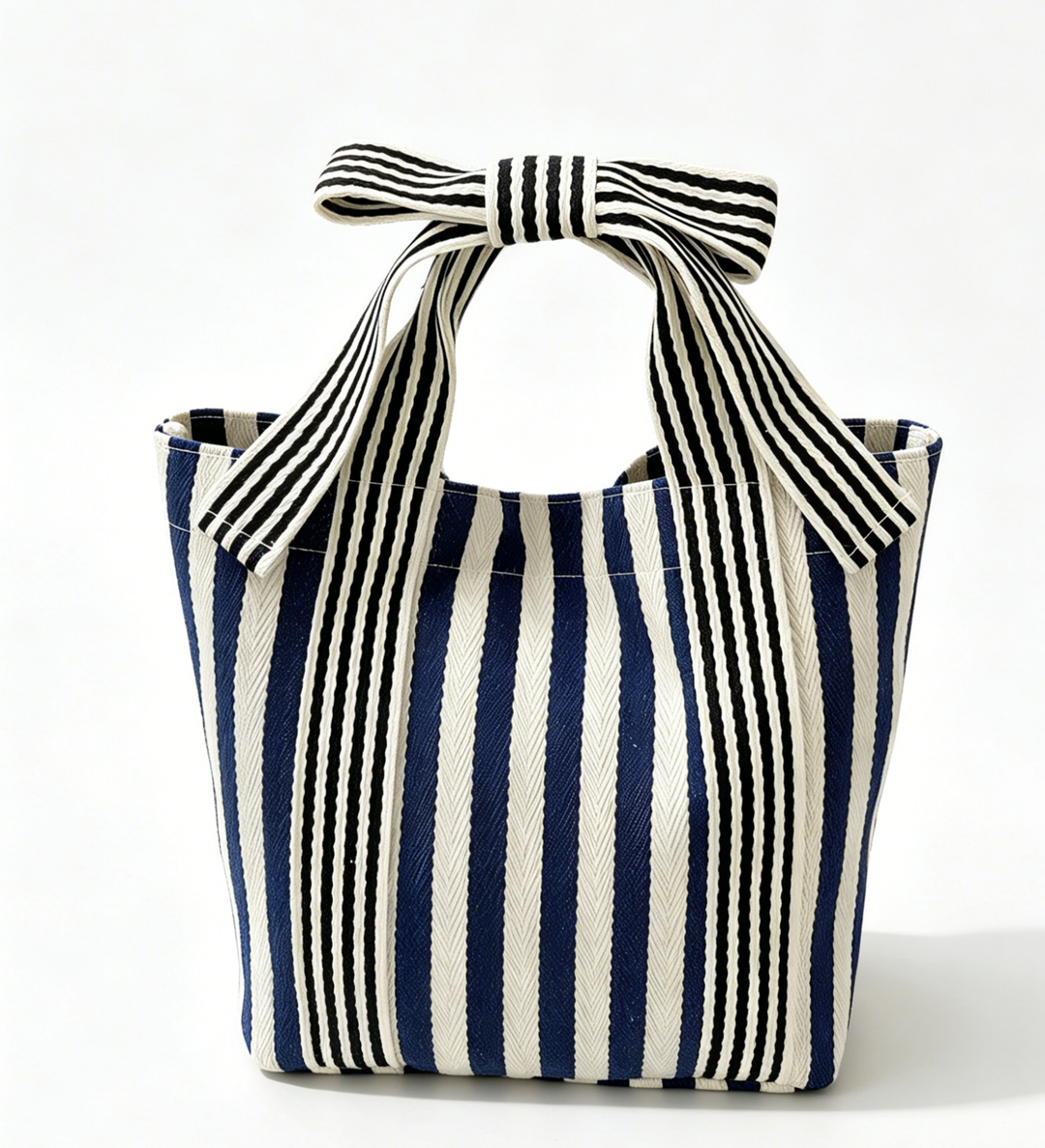Striped Tote Bag Beach Bow Handle