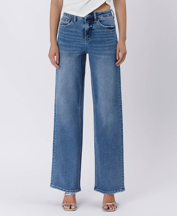 TUMMY CONTROL SUPER HIGH RISE BAGGY WIDE JEANS LV1574