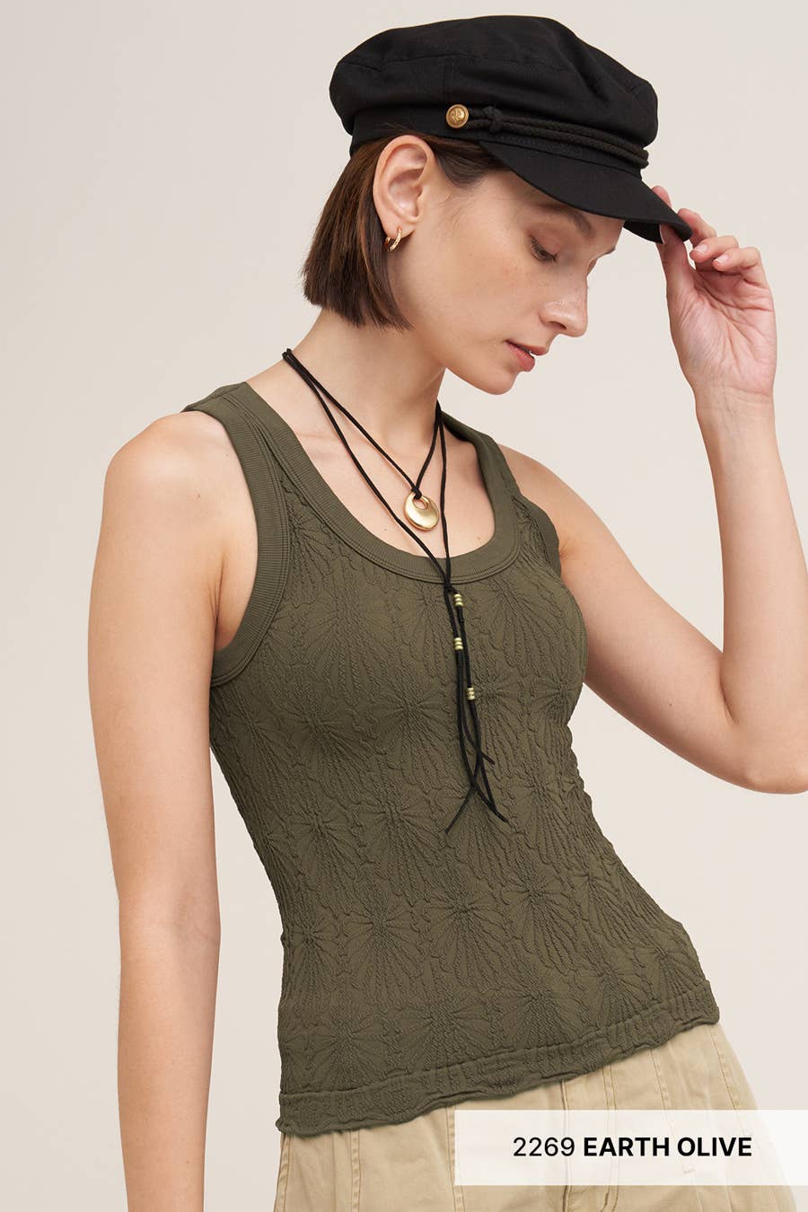 Olive Reversible Lace Tank