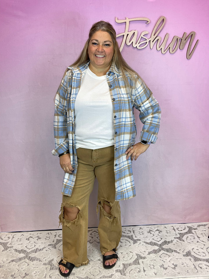 Blue Flannel Plaid Shacket