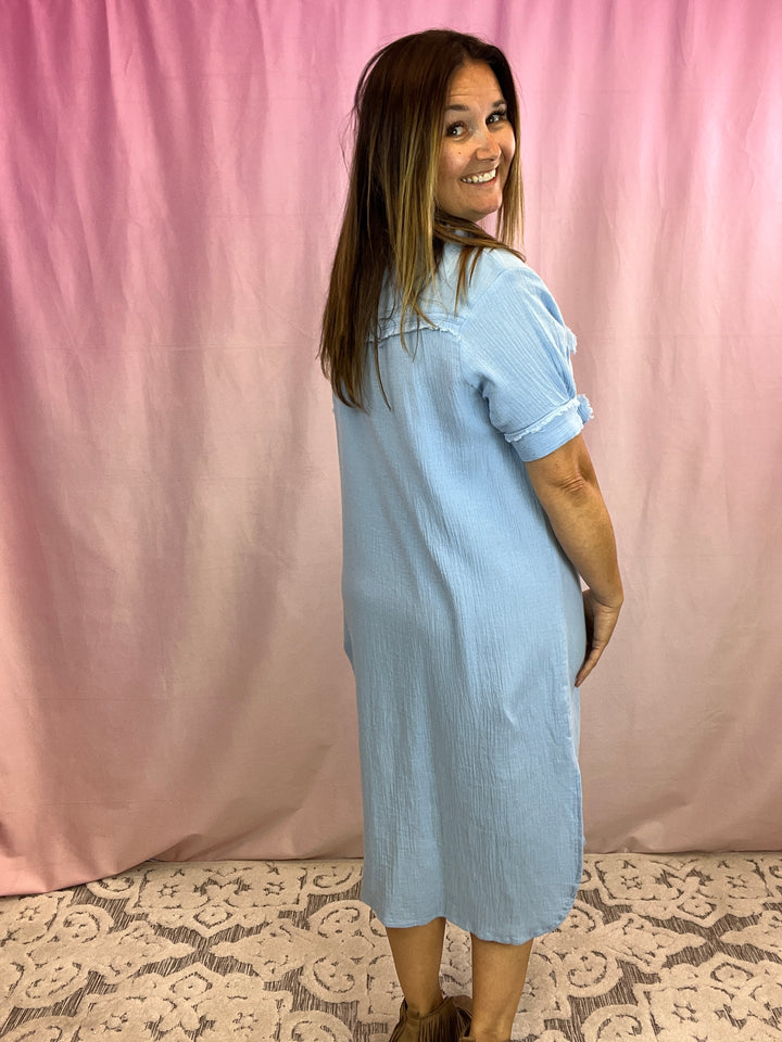 Sky Blue Midi Dress