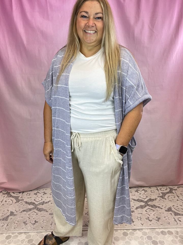 Striped Knit Cardigan With Pockets