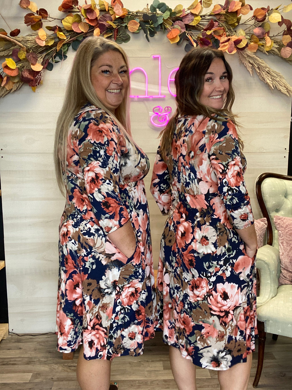 Flower Faux Wrap Dress