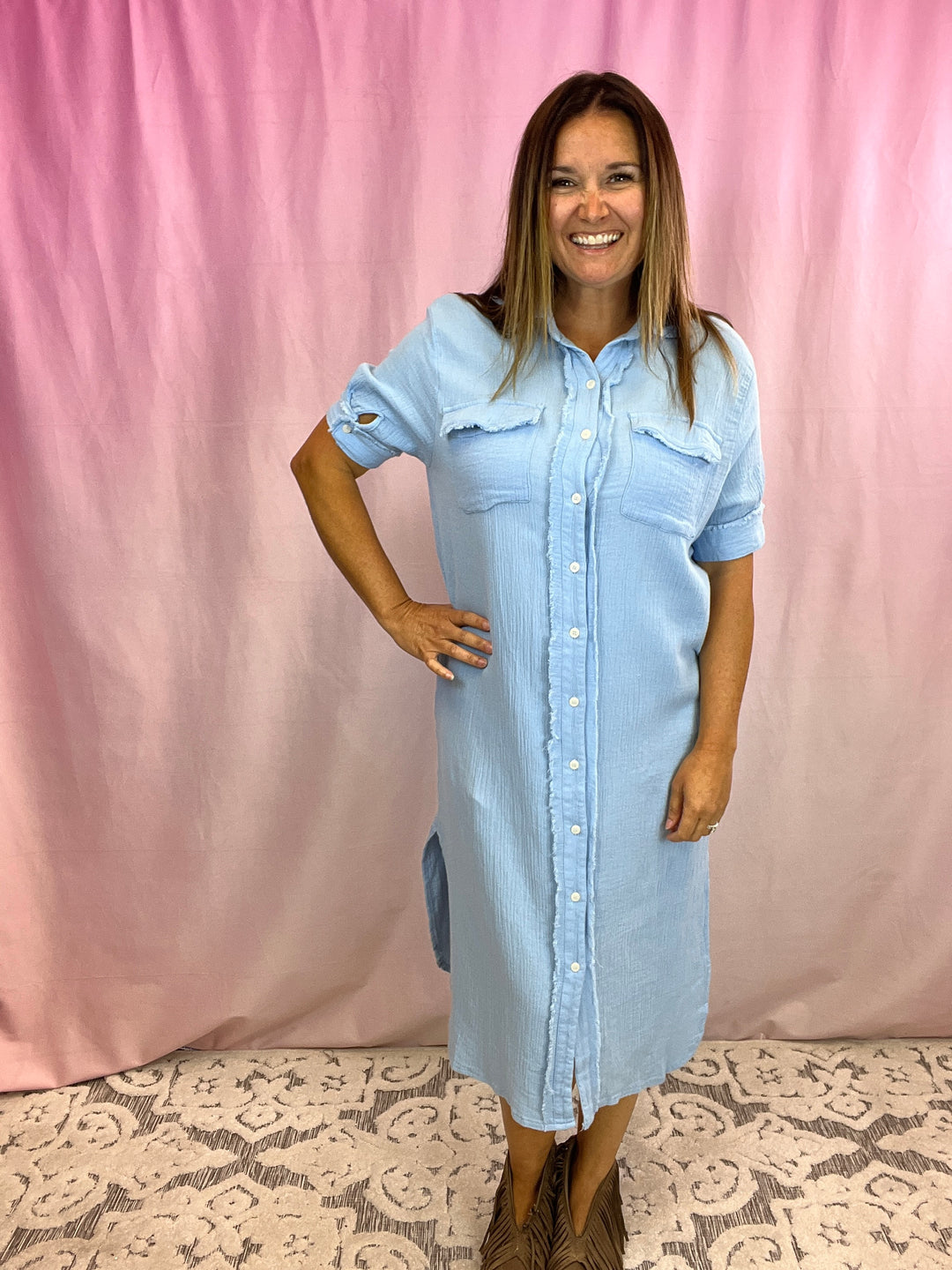 Sky Blue Midi Dress