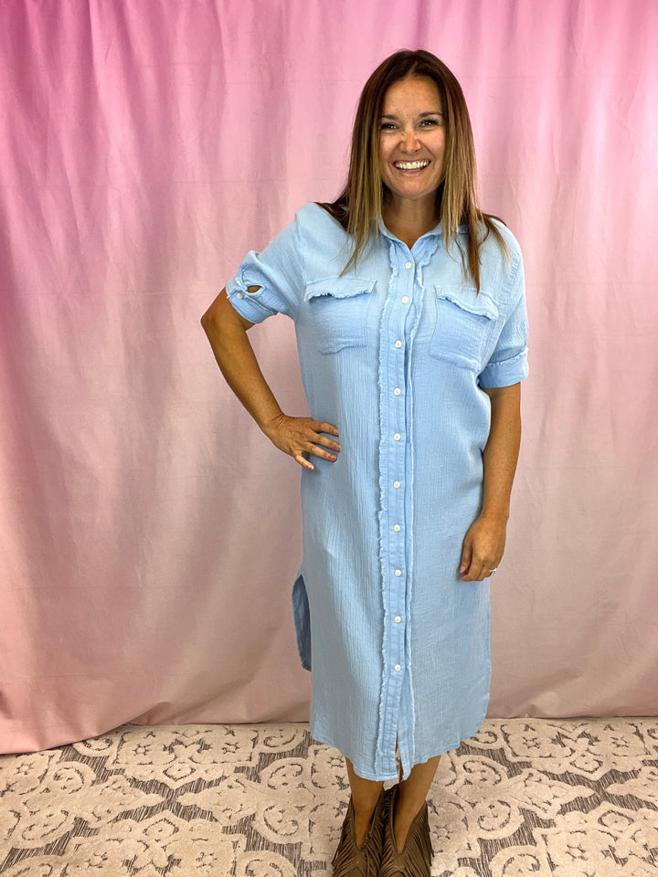 Sky Blue Midi Dress
