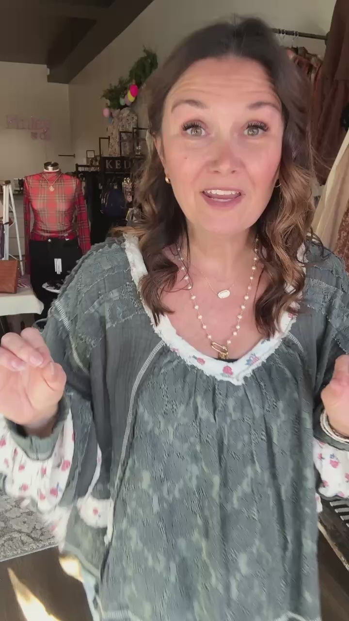 POL Floral Patchwork Top