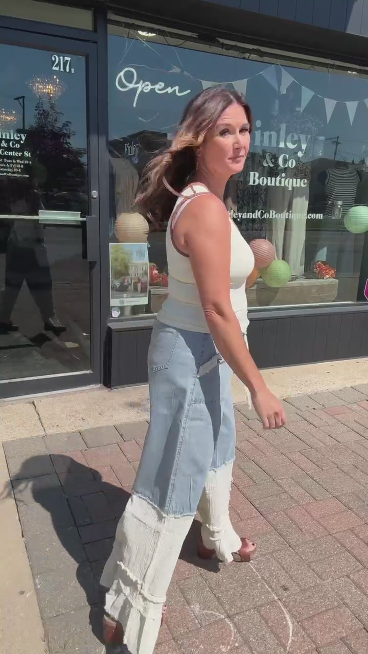 Pol Denim Pants with Cream Detail