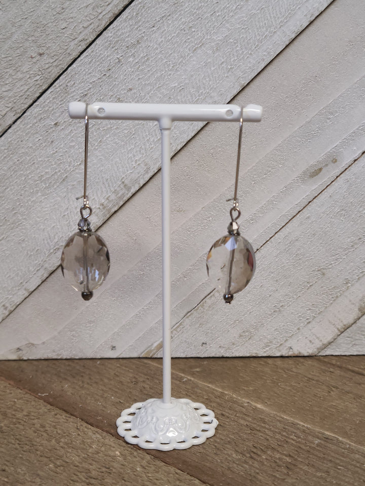 Grey Glass Drop Earring