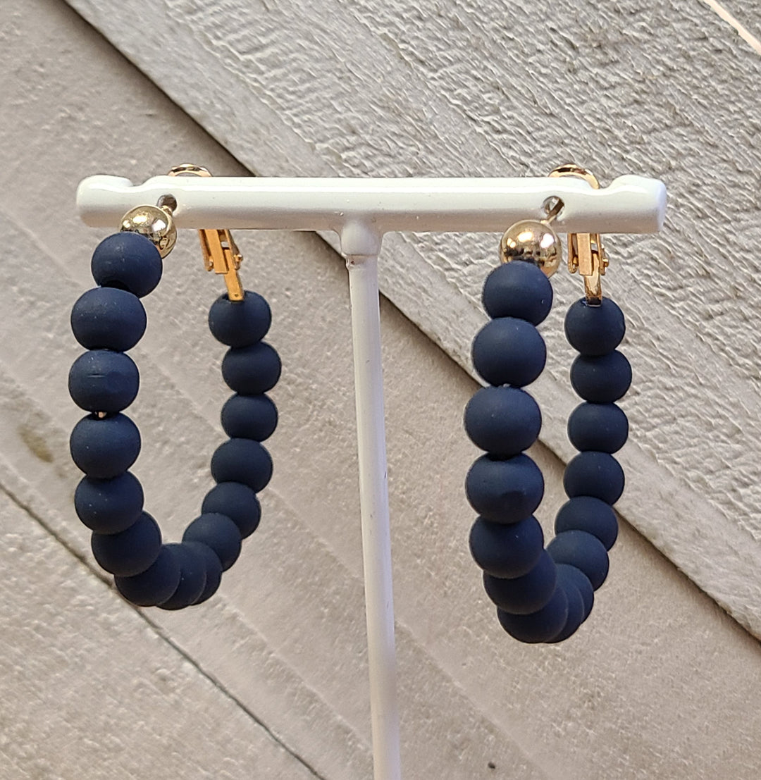 Navy Bead Earring