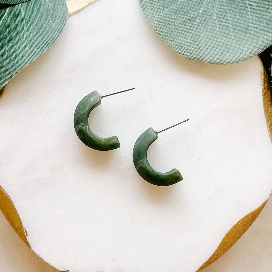 Huggie Green Earrings