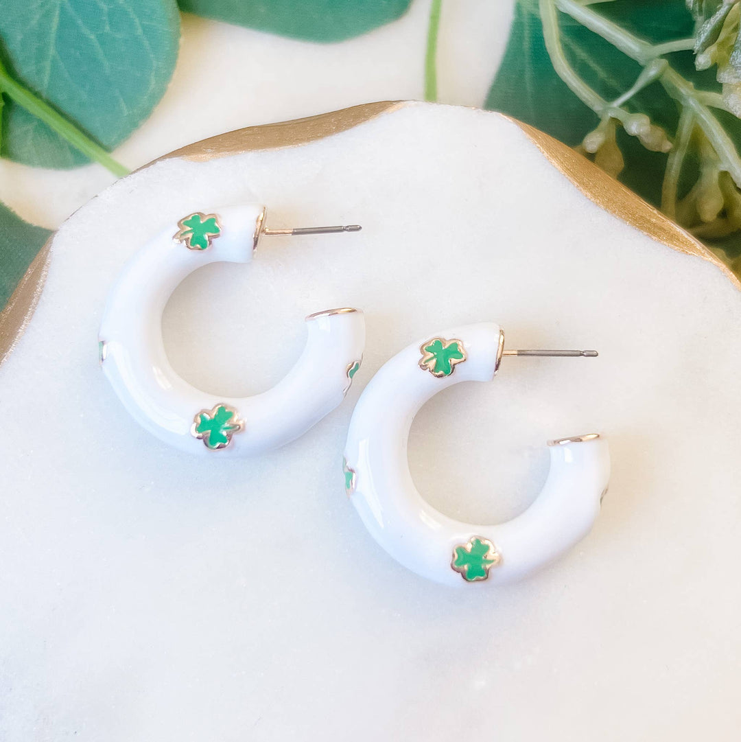 Shamrock Enamel Earrings