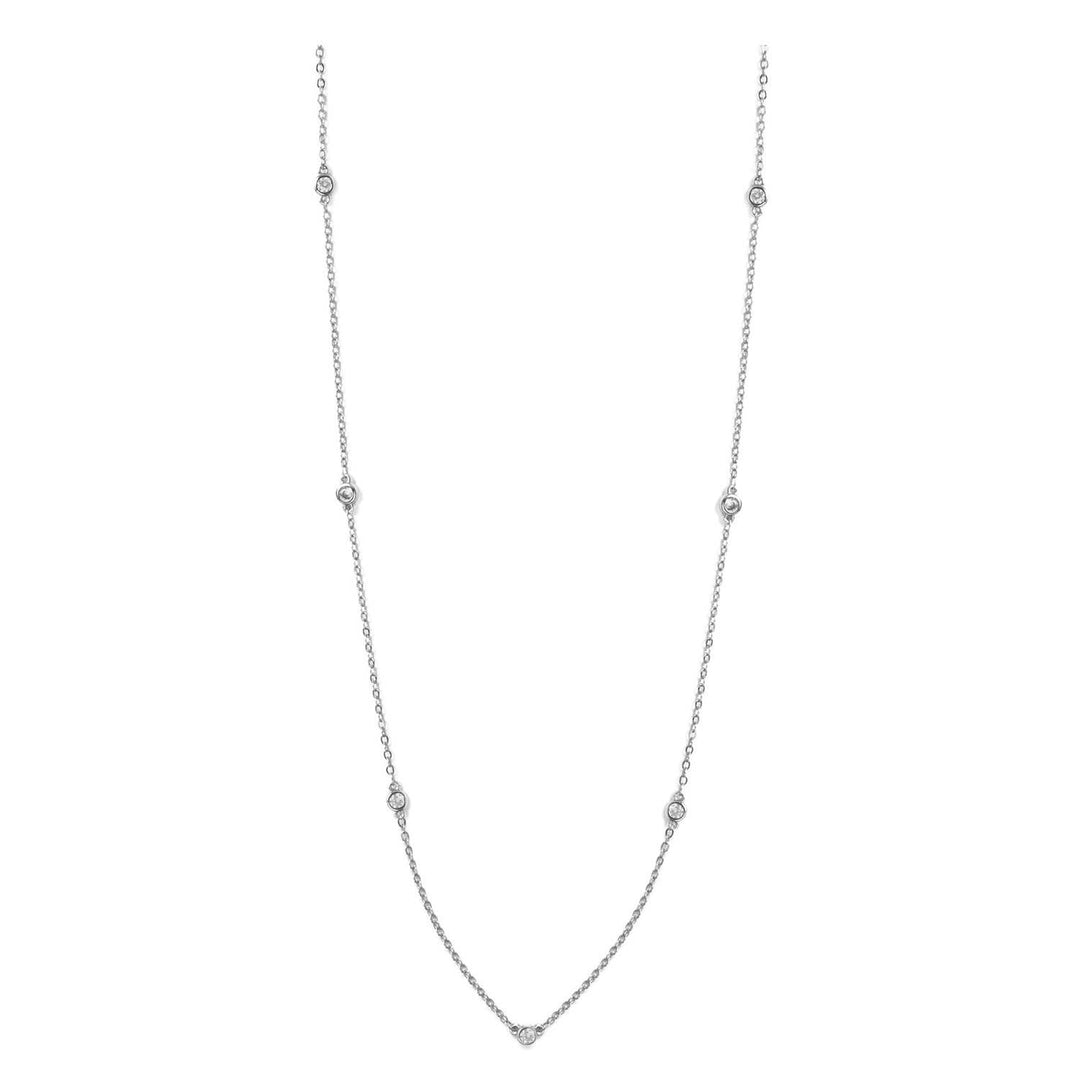 Clear CZ Accented Long  Necklace