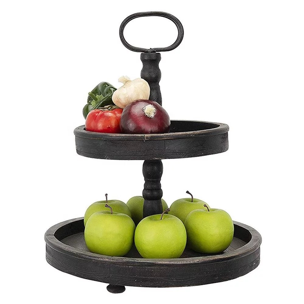 Black Distressed Double Stack Tray