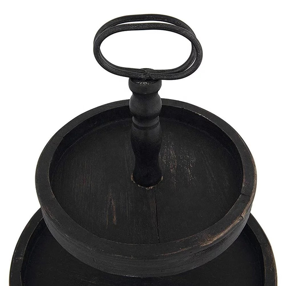 Black Distressed Double Stack Tray