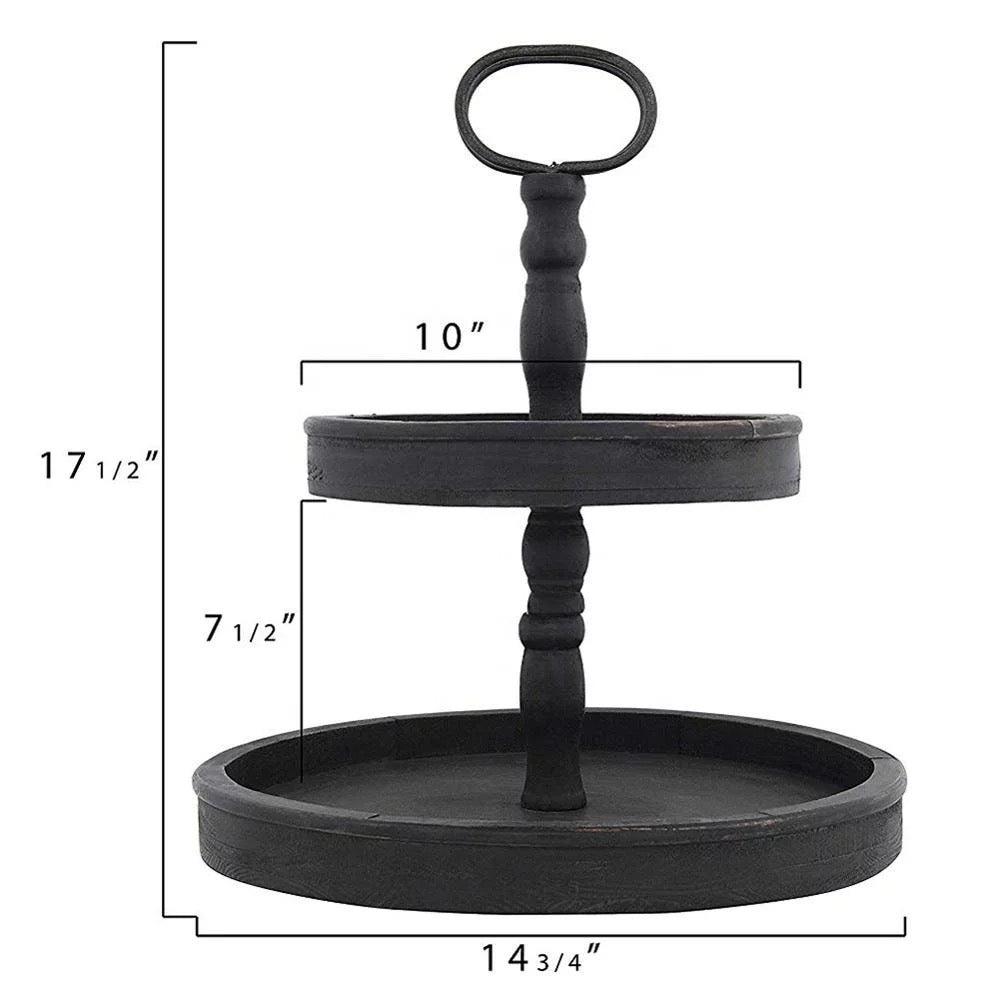 Black Distressed Double Stack Tray