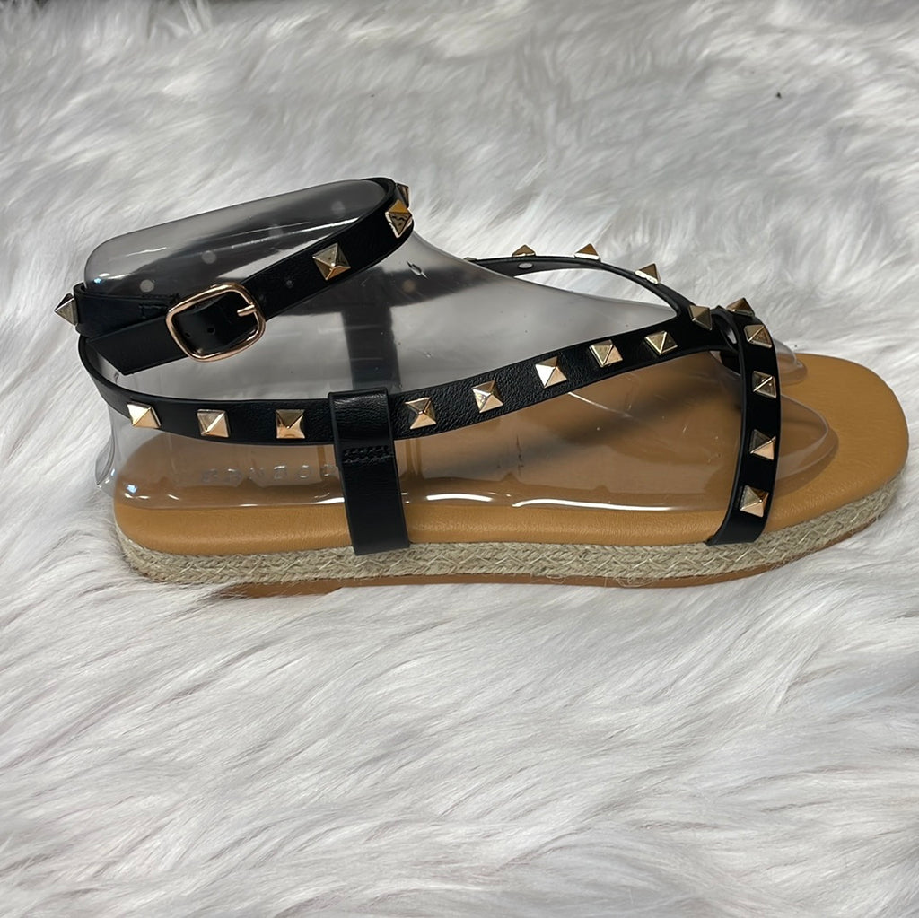 Black Strap Stud Sandals